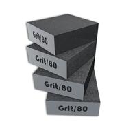 Creavvee Paquete de 4 esponjas abrasivas, Doble Uso en húmedo y seco, Bloque de Lijado, Lavable y Reutilizable, Ideal para Pulido de Madera y Metal, Gris, 100 x 70 x 25 mm, tamaño de Grano 80