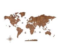 Creawoo Mapa Mundi Pared Grande de Madera, Mapamundi de Madera Nuez Decoración de Pared para Sala de Estar, Oficina, Dormitorio -200x114 CM, Decoración de Pared Mapamundi Arte con Diseño Hueco Grabado