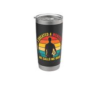 Creé un monstruo que me llama papá Vintage Sunset Football Vaso térmico de acero inoxidable de doble pared