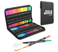 CRESZZLE Set de 48 rotuladores doble punta, con punta fina y gruesa, perfectos para pintura, lettering, tela manualidades. Ideal para niños, incluye práctico estuche portátil.