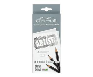 CRETACOLOR Artist Studio, lápices de grafito para dibujo, 12 gradaciones, para esbozar, 12 lápices en estuche de cartón