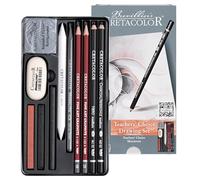 CRETACOLOR artist's set, Teacher's Choice, estuche de 11 piezas para principiantes, estuche de alta calidad, in oma de borrar y rascador de papel, muy pigmentados