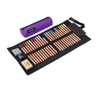 CRETACOLOR Estuche enrollable Fine Art Pastel, 29 piezas, lápices pastel con accesorios, lápices de artista para dibujar, sombrear y degradados, colores altamente pigmentados en estuche lila