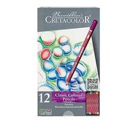 CRETACOLOR Karmina, lápices de artista resistentes al agua, 12 lápices de color, diseño hexagonal, para dibujar y pintar, material de artista, lápices de color, en estuche metálico