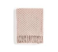 CREVENT Manta de Punto Bohemio para sofá, Silla, Cama, decoración del hogar, Suave, cálida, acogedora, Ligera, para Primavera, Verano y otoño (50 x 60 Pulgadas, Rosa Rubor)
