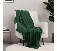 CREVENT - Manta Decorativa Boho con diseño a Cuadros para el sofá, la Silla, la Cama o para Viajes, cálida, Ligera, Suave y cómoda, para Todas Las Estaciones, (127 X 152 cm, Color Verde)