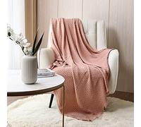 CREVENT - Manta Decorativa Tejida para el sofá, la Silla, la Cama o para Viajes, cálida, Ligera, Suave y cómoda, para Todas Las Estaciones, (127 X 152 cm, Color Rosa Coral)