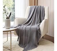 CREVENT - Manta Decorativa Tejida para el sofá, la Silla, la Cama o para Viajes, cálida, Ligera, Suave y cómoda, para Todas Las Estaciones, (127 X 152 cm, Color Gris Claro)