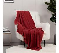 CREVENT - Manta Decorativa Tejida para el sofá, la Silla, la Cama o para Viajes, cálida, Ligera, Suave y cómoda, para Todas Las Estaciones, (127 X 152 cm, Color Rojo)