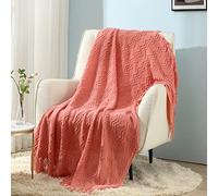 CREVENT - Manta Decorativa Tejida para el sofá, la Silla, la Cama o para Viajes, cálida, Ligera, Suave y cómoda, para Todas Las Estaciones, (127 X 152 cm, Color Coral)