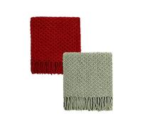 CREVENT Manta Tejida Estilo Granja Bohemio para Sofá, Silla, Cama, Decoración del Hogar, Suave, Cálida, Acogedora, Ligera, para Primavera, Verano y Otoño (127 x 152 cm, Juego de Navidad)