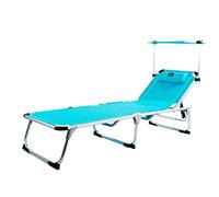 CREVICOSTA QUALITY MARK MARCAS DE CALIDAD - Arena 1004 - Tumbona de Playa con TOLDO, Plegable y reclinable. 4 Posiciones (Turquesa)