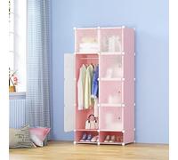 CREVICOSTA QUALITY MARK MARCAS DE CALIDAD - Armario de Tela Portátil Fácil de Montar con Zapatero y Almacenamiento. 2 Columnas 4 Niveles (Rosa)