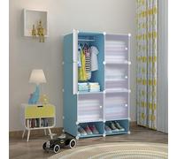 CREVICOSTA QUALITY MARK MARCAS DE CALIDAD - Armario Modular Fácil de Montar con Zapatero y Almacenamiento. 2 Columnas 3 Niveles (Azul)