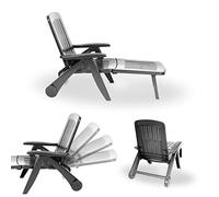 CREVICOSTA QUALITY MARK MARCAS DE CALIDAD - CANCÚN - Tumbona de Resina Plegable y reclinable. 72 x 60 x 190 cm (Antracita)
