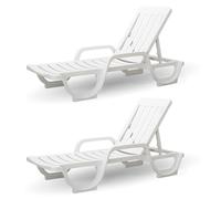 CREVICOSTA QUALITY MARK MARCAS DE CALIDAD - MALIBÚ - Lote de 2 Tumbonas de Resina para jardín y Piscina (Blanca)