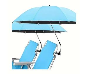 CREVICOSTA QUALITY MARK MARCAS DE CALIDAD - Sombrilla de Playa Manual con Abrazadera para Sillas de playa (Celeste)