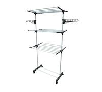 CREVICOSTA QUALITY MARK MARCAS DE CALIDAD - Tendedero Plegable de 3 Niveles con Ruedas, portátil y Grande para Interiores (Negro)