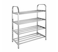 CREVICOSTA QUALITY MARK MARCAS DE CALIDAD Zapatero de Acero Inoxidable, 4 Baldas, Montaje en Suelo, Ahorro de Espacio, Desmontable, 60.5x26x66 cm