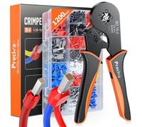 Crimpadora Alicates de Terminales, Preciva 0,08-16 mm2, con 1200 casquillos de doble extremo y de un solo extremo, adecuado para bricolaje y uso industrial terminales eléctricos