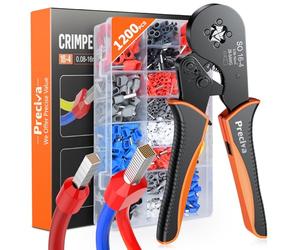 Crimpadora Alicates de Terminales, Preciva 0,08-16 mm2, con 1200 casquillos de doble extremo y de un solo extremo, adecuado para bricolaje y uso industrial terminales eléctricos
