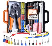 Crimpadora con Punteras Electricas, Juego Completo 1500 Terminales + Bridas y Etiquetas, Alicate de Crimpar 0.08-16mm², Ferramentas Cables Eléctricos para Cable AWG28-5
