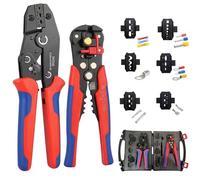 Crimpadora de Terminales Eléctricos con 6 Mordazas Intercambiables | Alicates de Crimpado para Punteras, Conectores Solares y Cables, Kit Herramienta Electricista Profesional 0.25-10mm²