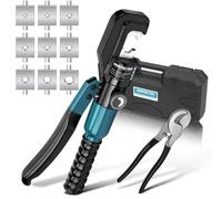 Crimpadora hidráulica con tijeras para cables, 9 juegos de moldes de crimpado 4-70 mm² para trabajos de cables, reparación de coches, barandillas de malla de alambre, color azul