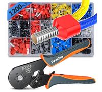 Crimpadora Terminales, alicat para engarzar 0,08-16 mm² Juego de alicat para extremos de cables con 1200 punteras para cables dobles y simples para bricolaje y uso industrial