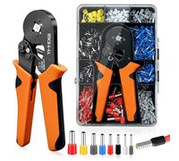 Crimpadora Terminales Eléctricos con 1250 Piezas Terminales, Crimpadora Autoajustable con Trinquete 0.25-10 mm², Alicates de Crimpado Profesional, Kit Herramientas Electricista para Cables Eléctricos