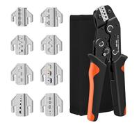 Crimpadora Terminales Eléctricos Profesional 9 en 1, Kit Prensa Alicate de Cravar para Cables Gruesos 0.08-35mm², con 9 Mordazas Intercambiables para MC4, Punteras y Bricolaje