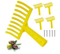Crisalide® - 5 PZ Rastrillo peine para aceitunas, 9 dientes de plástico, conexión cónica para mango universal, en plástico amarillo PROFESIONAL