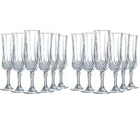 Cristal D'Arques Paris - Colección Longchamp - 6 flautas de champán 14 e Kwarx - Brillo, transparencia y alta resistencia - Molduras icónicas - Fabricado en Francia (Paquete de 2)