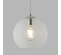 Cristal transparente contemporáneo 1 luz E27 D25Cm del acero de cromo de las bolas de la suspensión