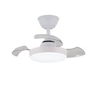 CristalRecord Lighting Ventilador de techo Hornet blanco con aspas retráctiles y LED 3CCT