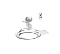 CristalRecord Lighting Ventilador de techo LED Antila Mini 3CCT aspas retráctiles 40W 4000lm Plata