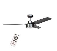 CristalRecord - Ventilador de techo Silencioso con LED de Acero Gris y 3 colores de luz Cimio