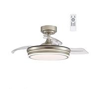 CRISTALRECORD - Ventilador LED aspas plegables Moss Mini Níquel 35W 3900 Lm CCT - CR 85-065-24-002