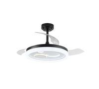 CRISTALRECORD Ventilador LED aspas plegables Naira Negro 50W 6000Lm CCT