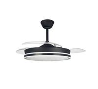 CRISTALRECORD Ventilador LED aspas retráctiles Supereco Negro 45W 4400Lm CCT