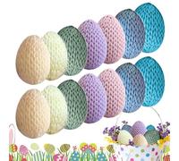 Crochet Easter Eggs 14 Pack - Handmade Knitted Easter Egg Ornaments | Mini Easters Eggs For Basket Stuffers, Table Decor, Wreaths, Garlands, Spring Party Favors Home Decorations, Surted Colors