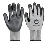 Cronotectura Guantes Anticorte de Trabajo, Pack 10 Pares, Palma de Nitrilo Antideslizante, Guantes de Seguridad Reutilizables para Construcción, Taller, Almacén, Bricolaje y Mantenimiento, Talla L