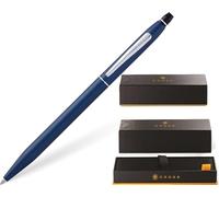 Cross Click Blue Lacquer Ballpoint Pen with Chrome Appointments and Bonus Slim Gel Refill