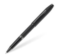 Cross Foundry - Bolígrafo de punta redonda PVD negro mate, punta media | Bolígrafo profesional con cuerpo de latón, anillo central doble refinado, flujo de tinta suave, recambio de tinta negra de