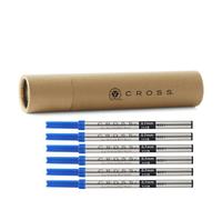 Cross Recambios de tinta de gel de punta media para bolígrafos Selectip Rollerball, 6 unidades por paquete (nueva versión) (paquete a granel de 6 unidades) en tubo de almacenamiento (azul)