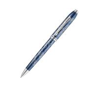 Cross Townsend Bolígrafo edición especial 'Año de la Serpiente' (grosor de trazo M, tinta negra, indeleble, caja de regalo premium), barniz azul translúcido con grabado cromado