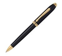 Cross Pens Bolígrafo Townsend – laca negra, chapado en oro de 23 KT