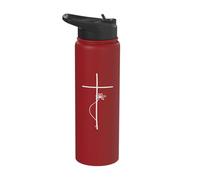 Cross With Flower Jesus Floral Minimalist Line Art Women Stainless Steel Insulated Water Bottle