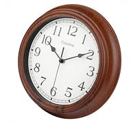 Crosstime Reloj de pared vintage de 30 cm con vetas de madera de nogal, resistente al agua y silencioso, reloj de pared redondo clásico retro para decoración de cocina, baño y sala de estar