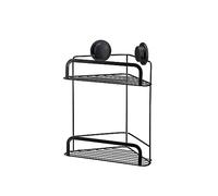 Croydex Stick 'n' Lock - Cesta esquinera de 2 Niveles, Color Negro Mate